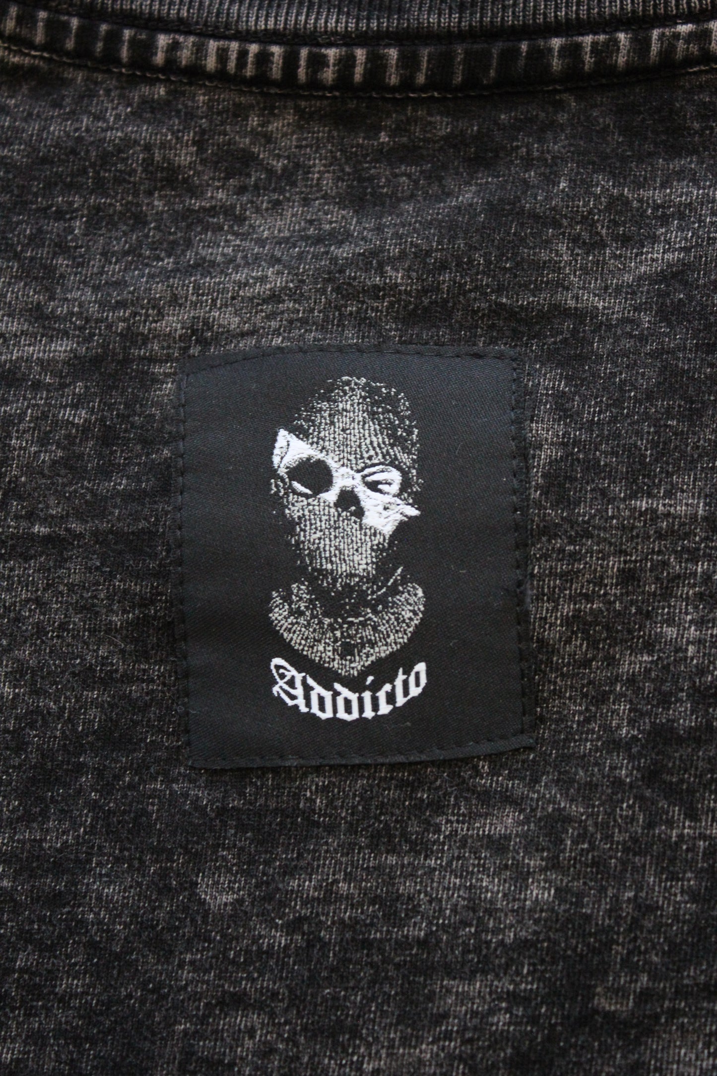 ADDICTO - BLACK Rhinestone Acid Wash Tee