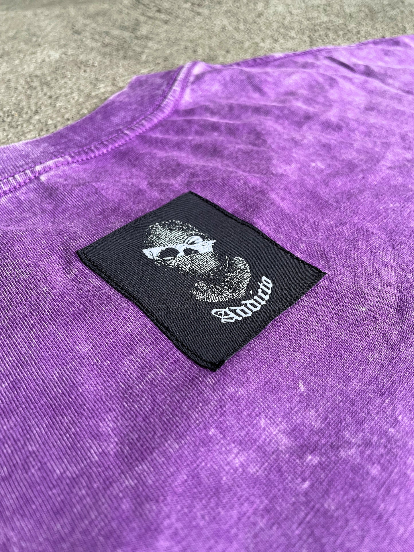 ADDICTO - PURPLE Rhinestone Acid Wash Tee